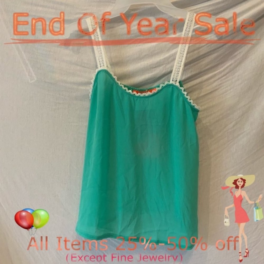 NWT-ILOVE teal flowy tank top